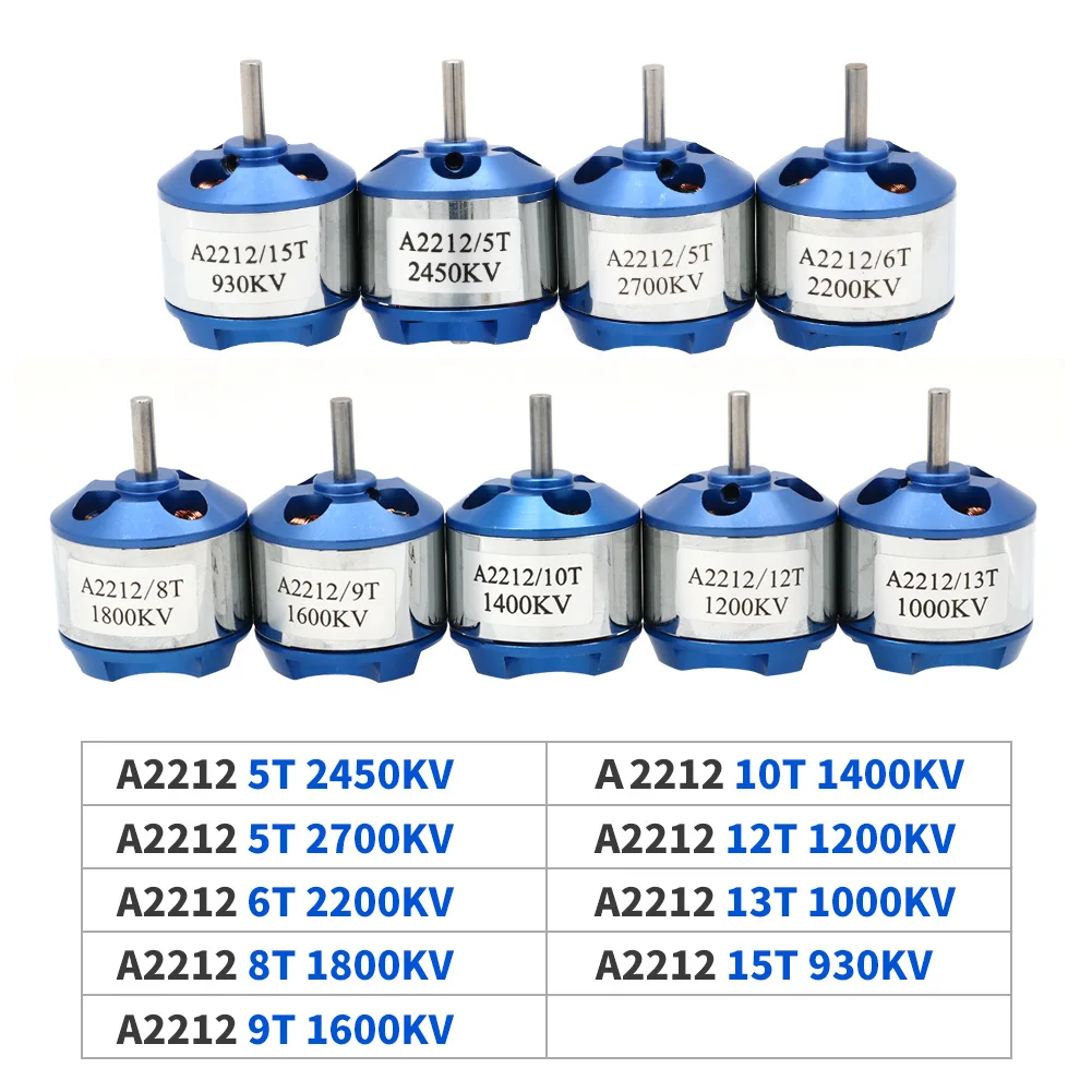 A2212 Motore Brushless 930KV 1000KV 1400KV 2200KV 2450KV 2700KV Motore Outrunner Per Modello di Aereo RC