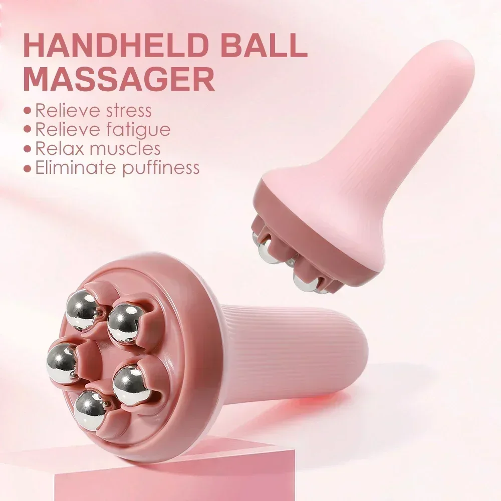 Body Massager Thigh Massager 5 Bead Tool 360 Rotate Balls for Neck Abdomen Thigh Back Body Pain Relief Muscle Relax Deep Tissue