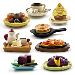 1pc Simulation Food Coffee Cake Mini figurine Decor Decole Garden cartoon character statue Model Resin craft toys ornaments