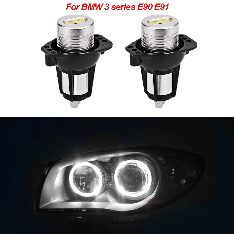 

2Pcs 6000K Angel Eyes Lights For BMW 3 Series E90 E91 Canbus Error Free 12V LED Angel Eyes Marker Light Bulbs Car Accessories