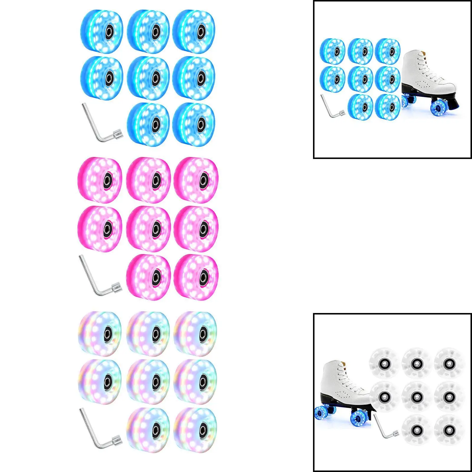 

8 Pieces Roller Skate Wheels Indoor for Double Row Skates Bearings Installed