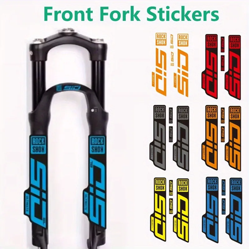 

4Pcs ROCKSHOX SID SELECT + Front Fork Stickers - Clear Vinyl Stickers, Blue and Orange Design, Durable Paint Protection,