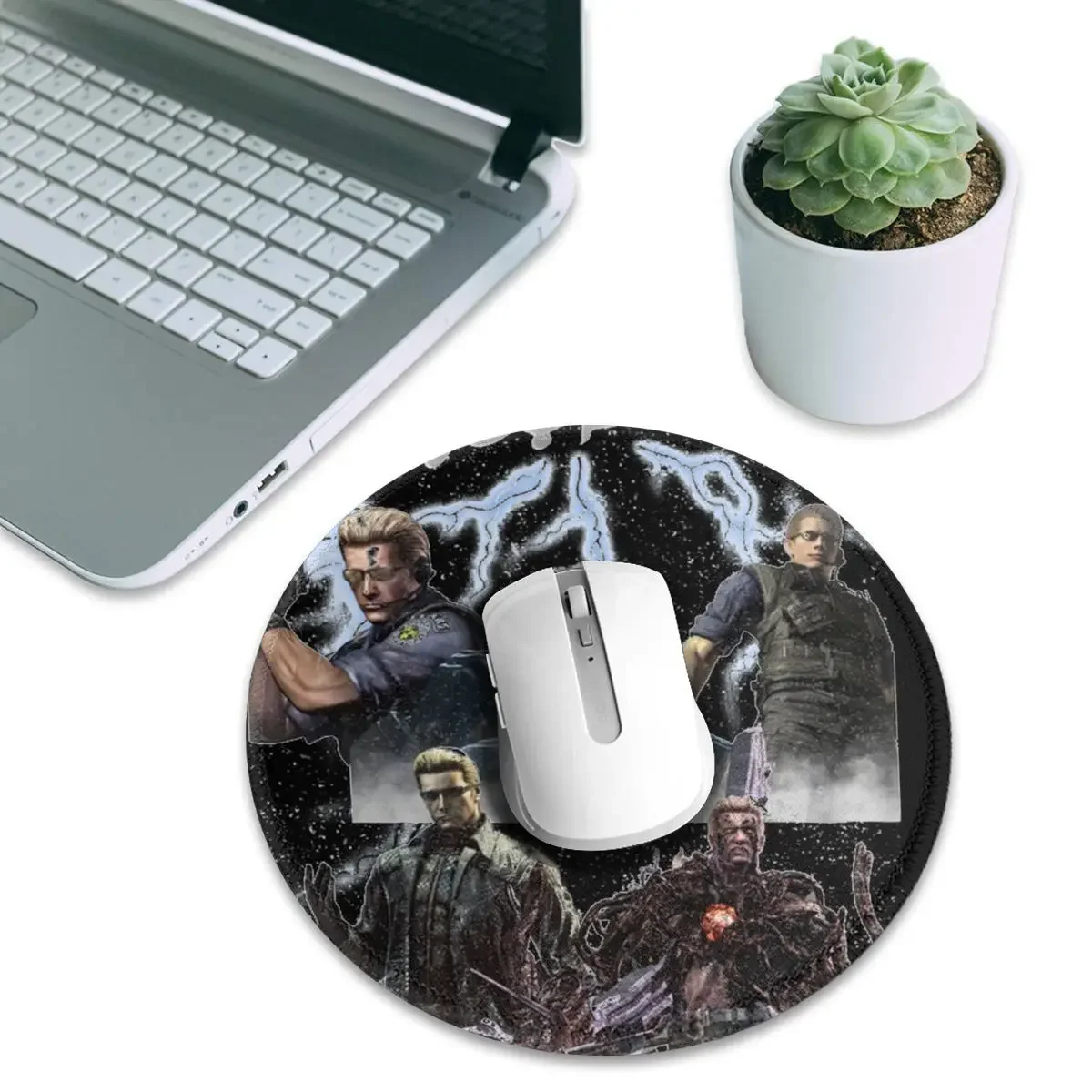 Albert Wesker Collage Round Mouse Pad Computer Keyboard Mouse Mat Gaming PC Desk Mat Office Table Mats