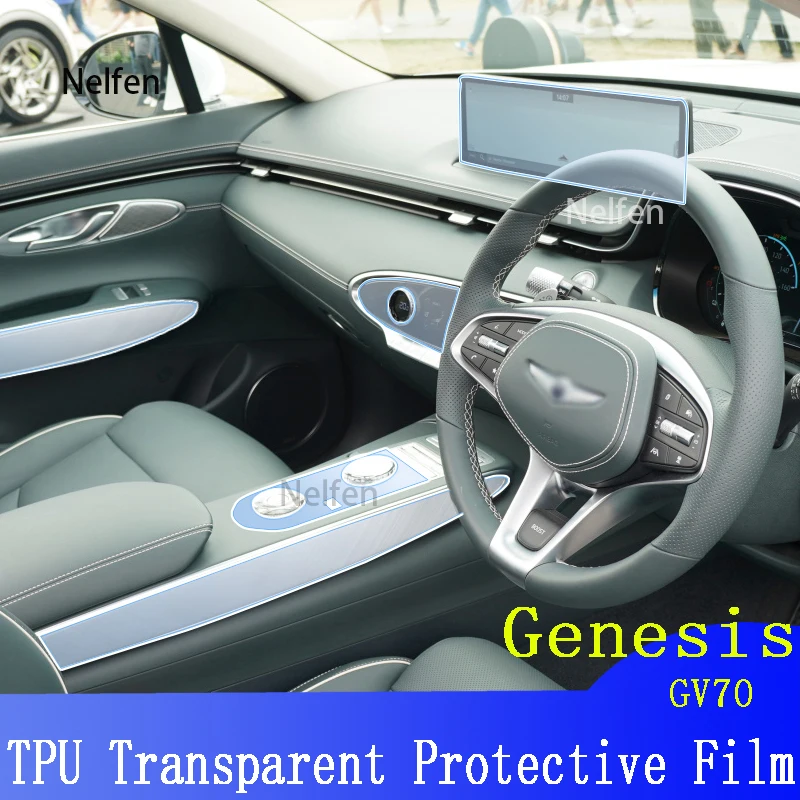 

For Genesis GV70 2021-2023 Car Interior Gearbox Center Console Transparent TPU Protective Anti-scratch Repair Film Accessories