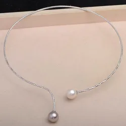 MeiBaPJ 9mm Natural Round Pearls Fashion Necklace 925 Sterling Silver Fine Wedding Jewelry for Women
