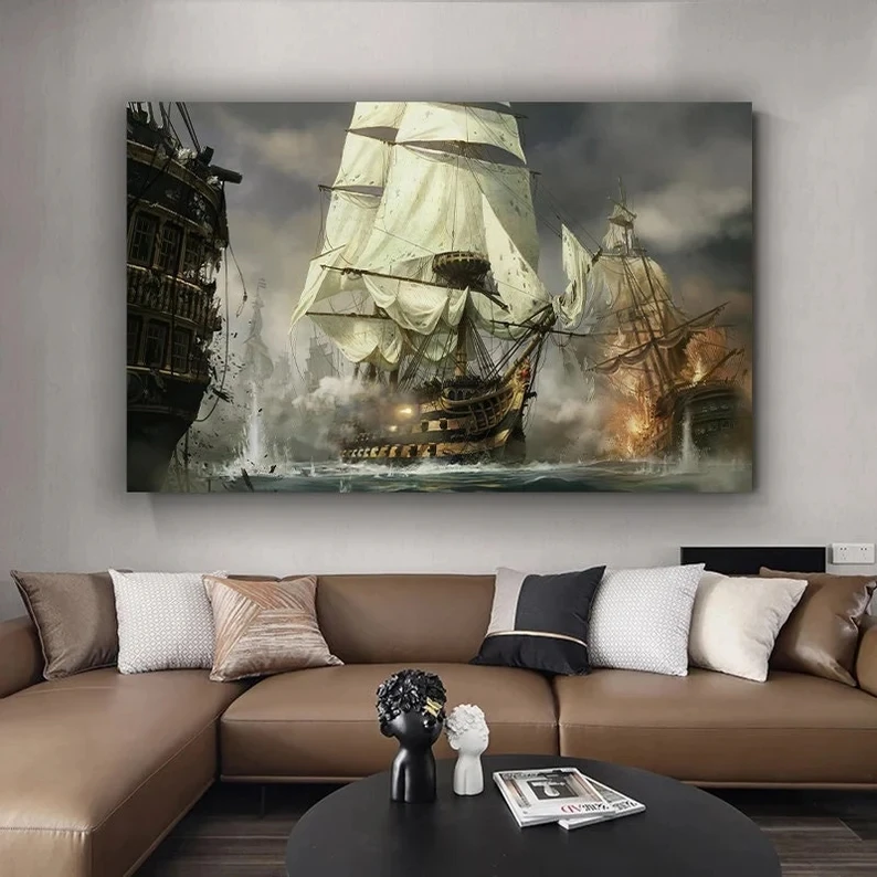 pirate ships canvas painting print sailing warships wall Art Painting And Posters decor Home decor office decor Unframed