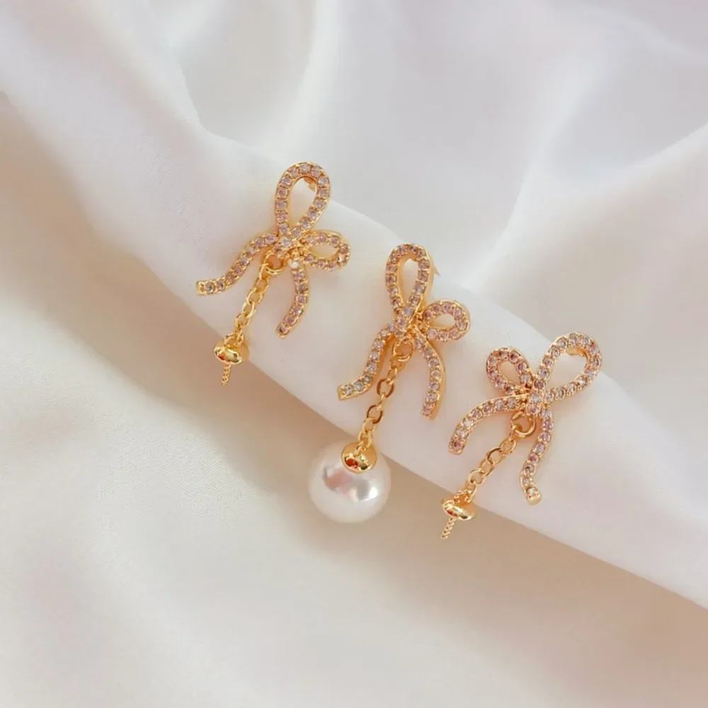 

14K Zircon Bow Pendant, Chain Strap, Tray Needle, S925 Silver Ear Needle, DIY Handmade Accessories