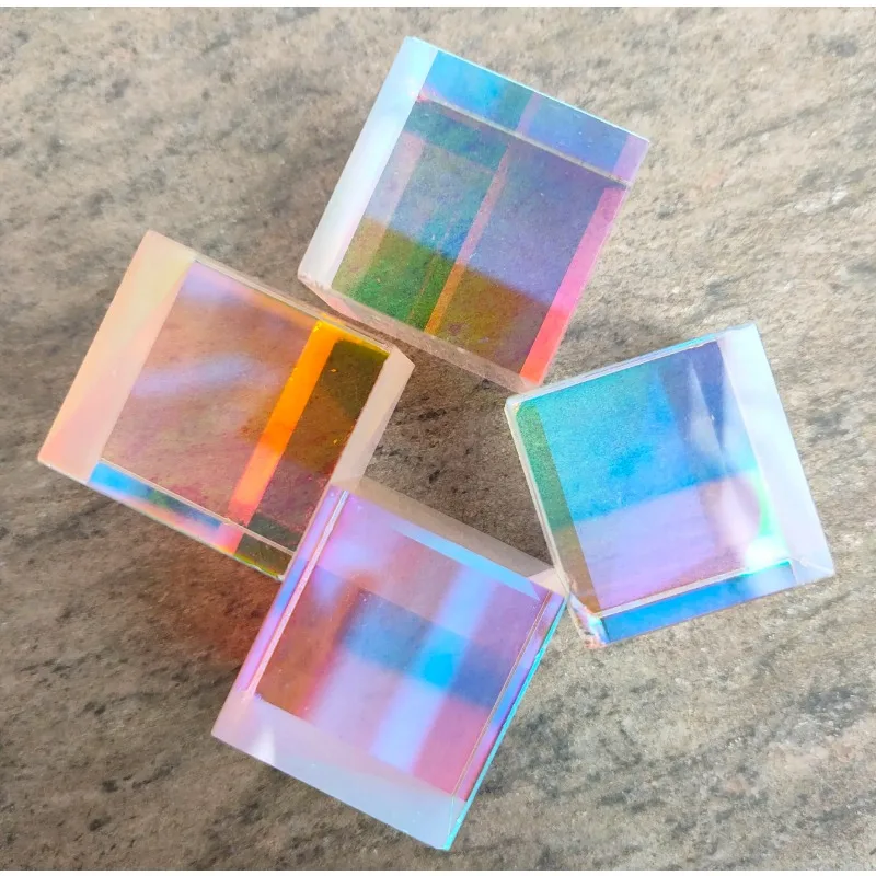 

2PCS Defective Science Splitter Prisma Cross Dichroic X-Cube Prism RGB Combiner Optical Glass Lens Telescopio Optometry Crystals