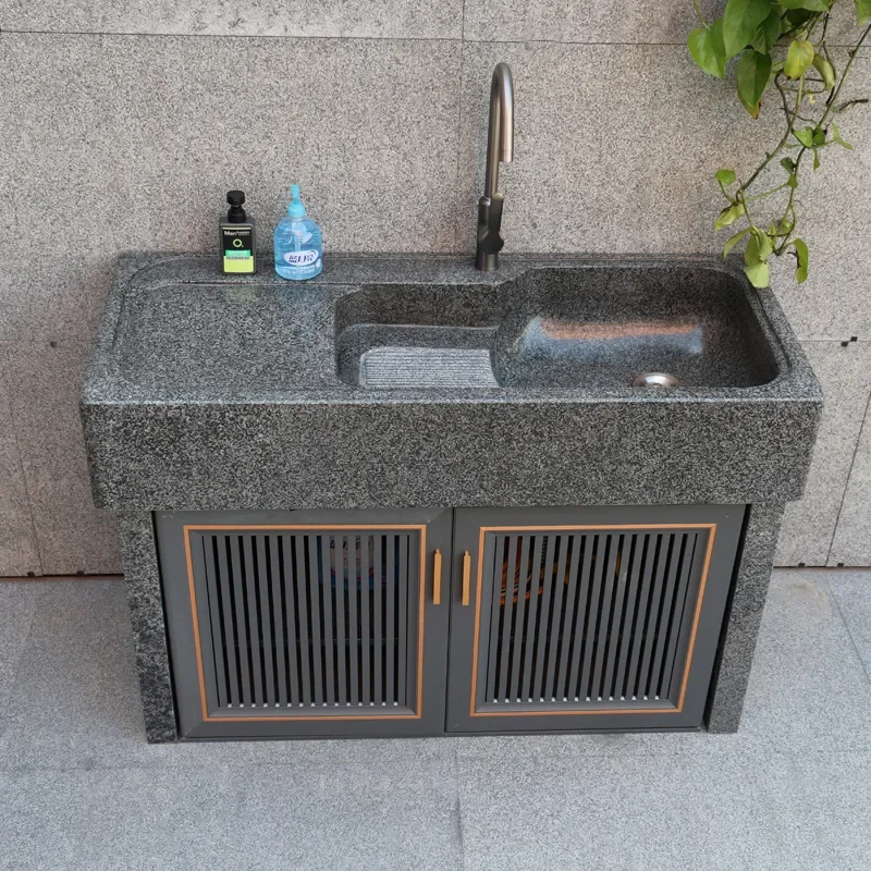 Dali Stone Laundry Pool with Rubbing Board Balcony Courtyard Sink Basin Natural Whole Stone Wash Basin Outdoor Sink