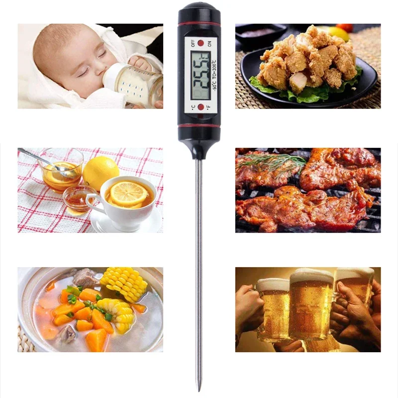 Draagbare Roestvrijstalen Sonde Kookthermometer Bakmeting Voedsel Vloeibare Pasta Bbq Melktemperatuur Thee Categorie Bier