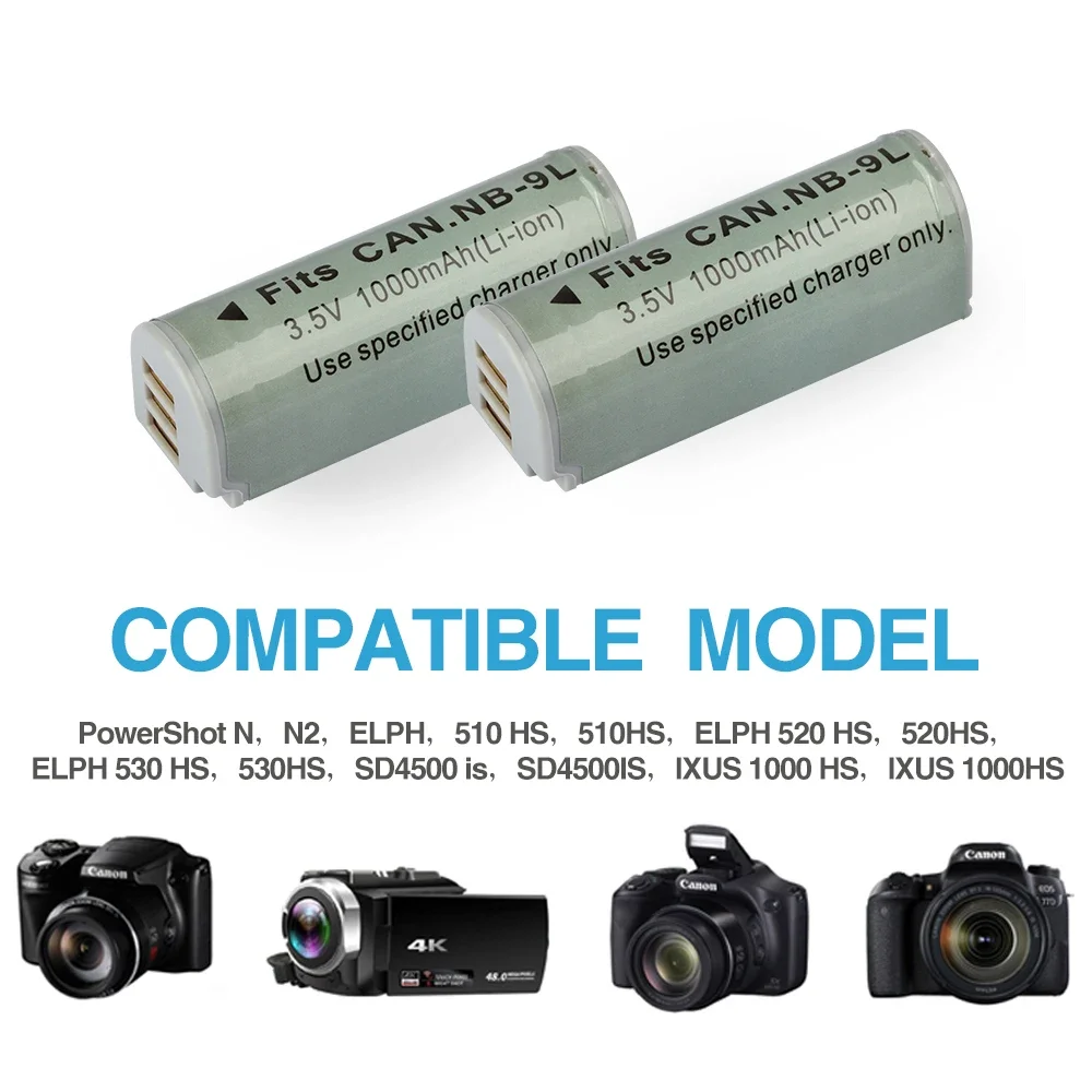 Baterai NB-9L untuk Canon ELPH 510 520 530 HS PowerShot N SD4500 adalah IXUS 1000 1100 500 510 HS IXY 50S NB9L 1000mAh baterai