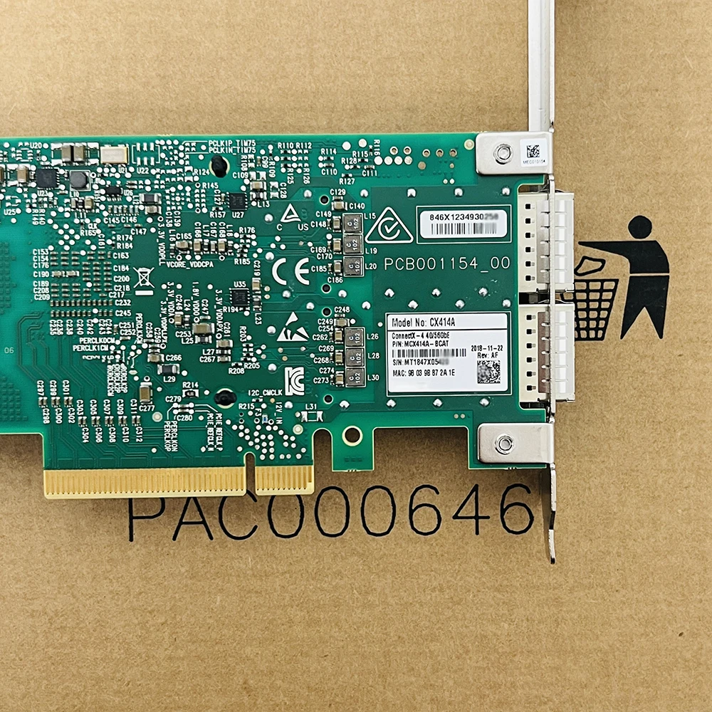 ConnectX-4 40/56GbE PCI-Ex8 Dual Port 10 Gigabit Fiber Optic Network Card InfiniBand NIC MCX414A-BCAT CX414A