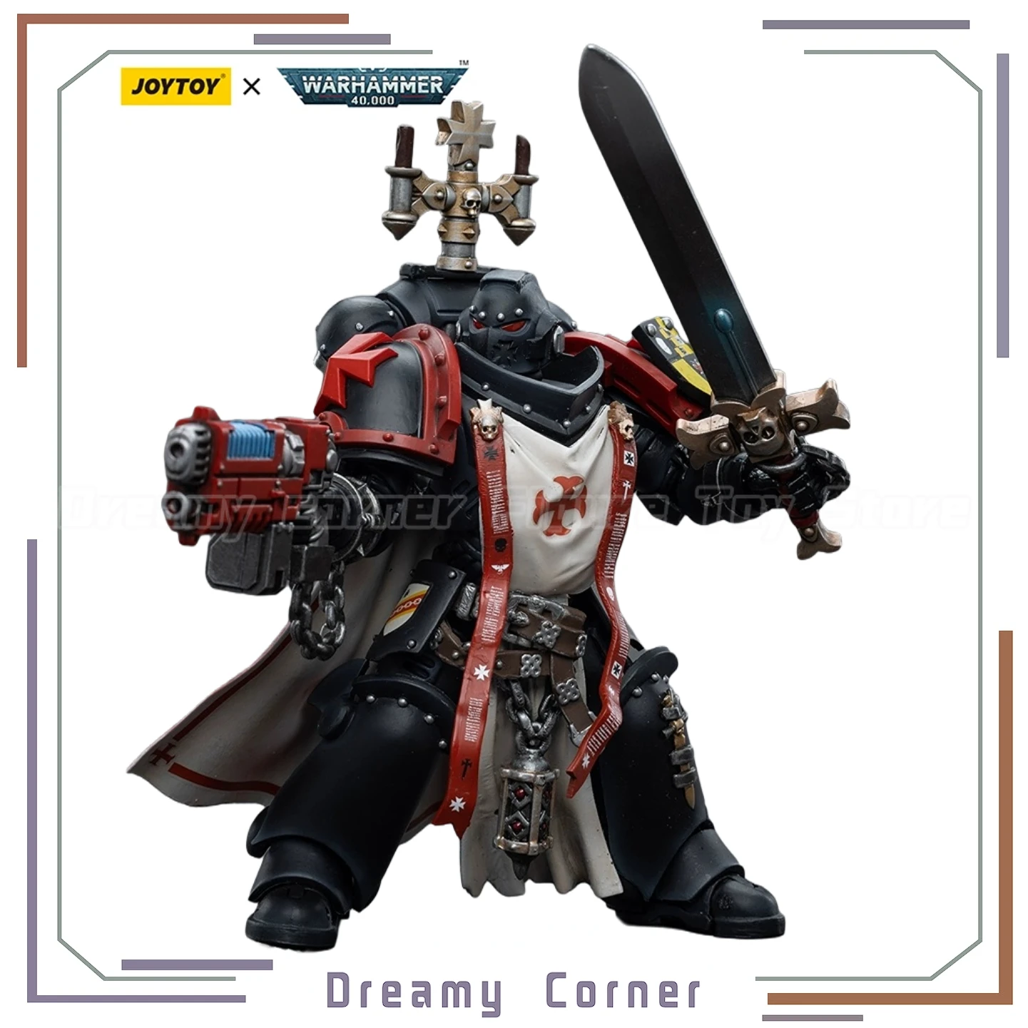

【In Stock】JOYTOY Warhammer 40K Black Templars Sword Brethren Brother Lombast 1/18 Action Figure with Articulated Joints