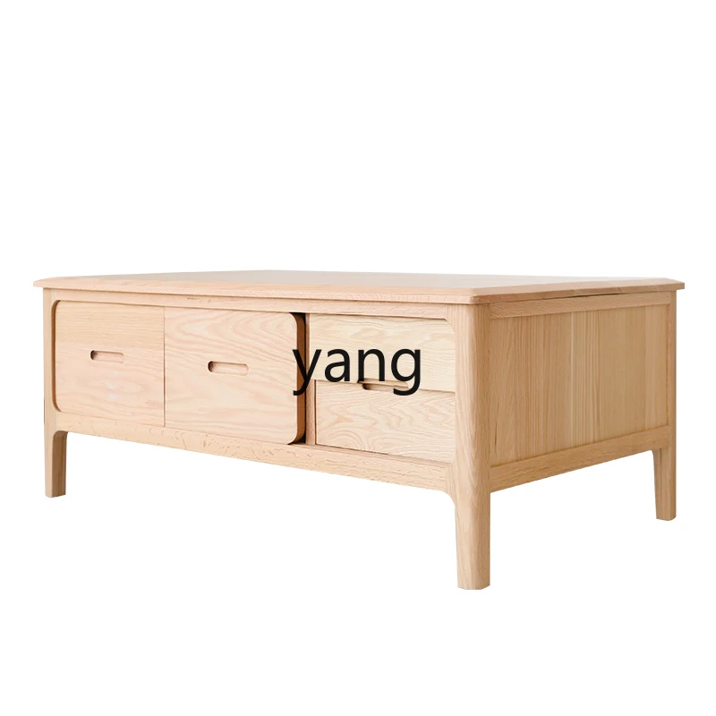 

LH solid wood coffee table living room coffee table modern simple small apartment storage tea table