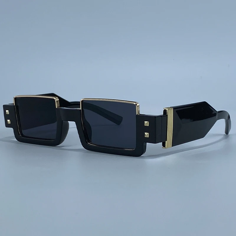 Vintage Gothic Steampunk Rechteckige Sonnenbrille für Herren 2026 – Luxusmarke, kleine Punk-Sonnenbrille für Männer mit breiten Bügeln, Retro-Schattierungen – Detail 10