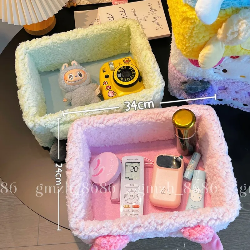 Sanrio My Melody Cinnamoroll Kuromi Hello Kitty Plüsch-Aufbewahrungsbox, Desktop-Unordnung, Sortierbox, Aufbewahrung und Aufbewahrungsbox für Hautpflege