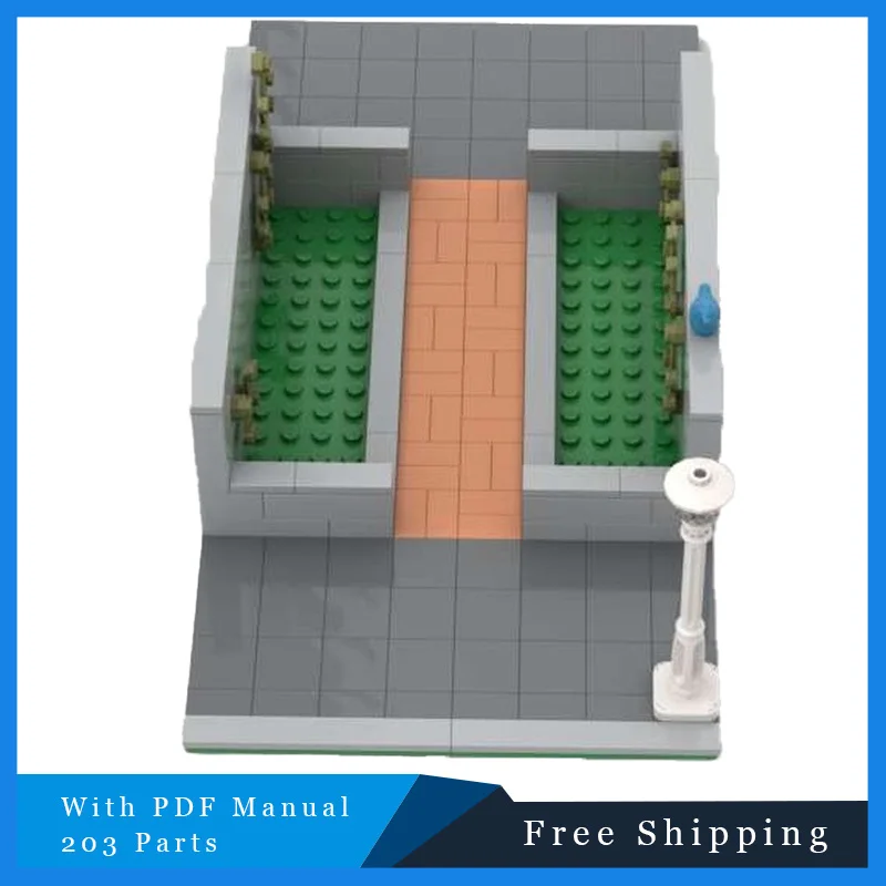 

203 PCS Street View With Greenery Sidewalk Modular Building Block Creative Modern Style Building Model Bricks Toy For Kids Gifts