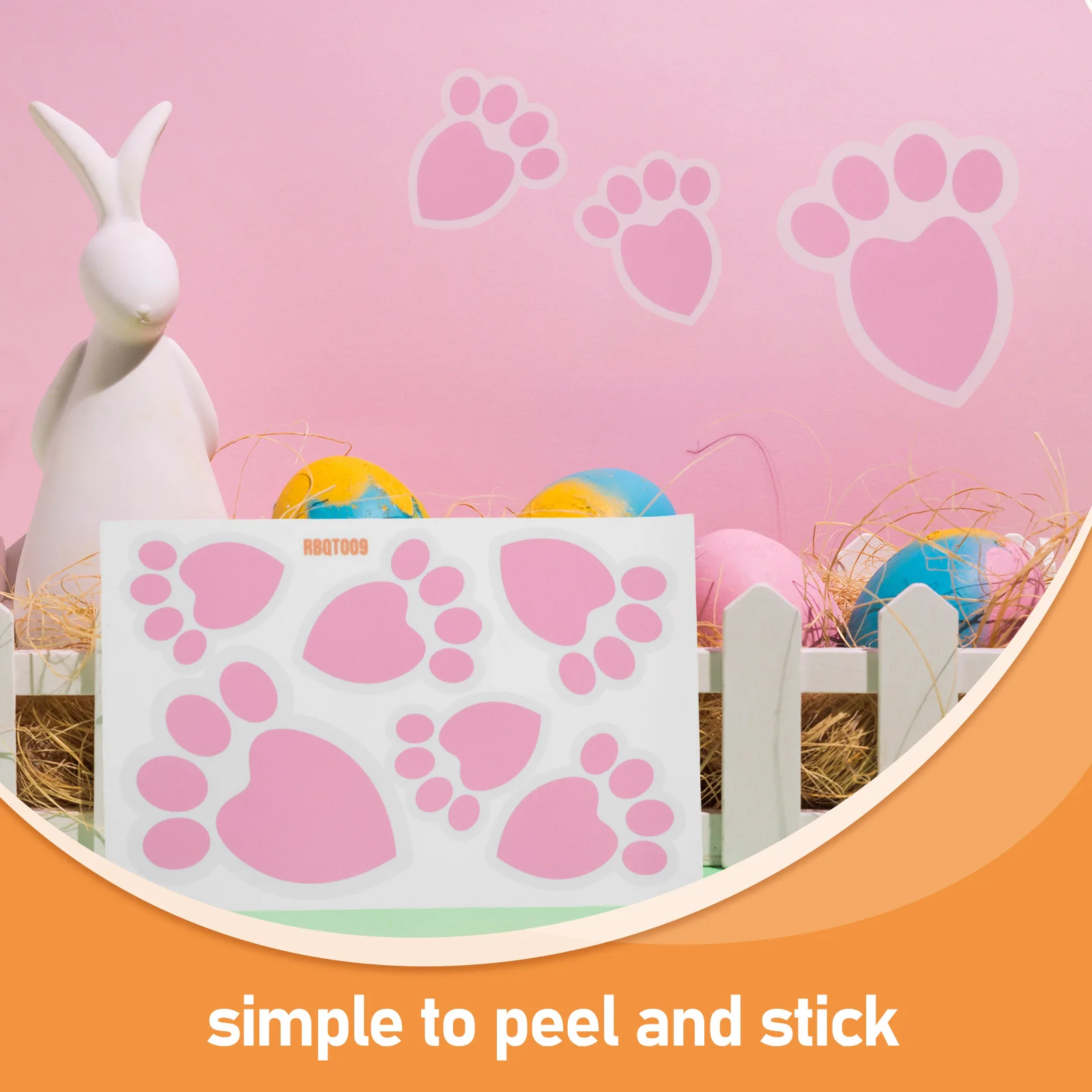 1 مجموعة أرنب عيد الفصح بصمة ملصقات أرضية لطيف سهل قشر الأرنب باو طباعة الشارات لعيد الفصح حفلة رياض الأطفال الطابق الديكور