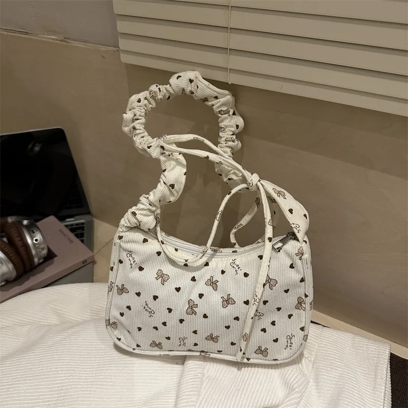 

Japanese Sweet Top Handle Bag Fashion Print Textured Casual Crossbody Shoulder Bag Simple and Versatile Underarm Designer Bags