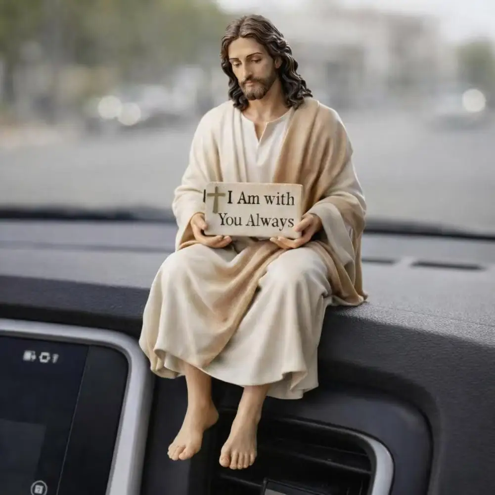 Estátua de Jesus, Estátua do Menino Jesus, Estátua de Resina Feita à Mão, Estátua Cristã Pintada à Mão para Painel de Carro, Escritório em Casa