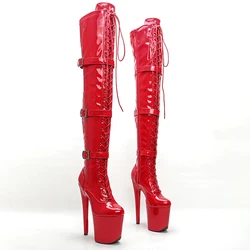 Leecabe Patent Upper 20CM/8inches Pole dancing shoes High Heel platform Boots closed toe Pole Dance booties