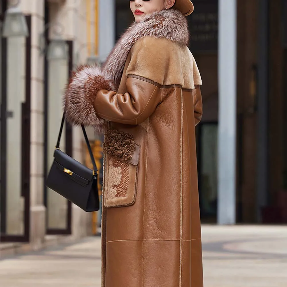 スリムロング本革ジャケット女性ファッションソリッドボタンコート女性エレガントなネクタイベルトウエストポケットジャケット女性レディース