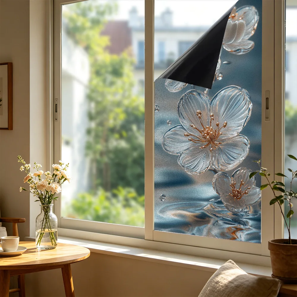 1 Stück Blumen-Schmetterling Sichtschutz-Fensterfolie - Statisch Haftende Verdunkelungsfolie - PVC Dekorative Anti-UV-Folie - Für Heim & Büro