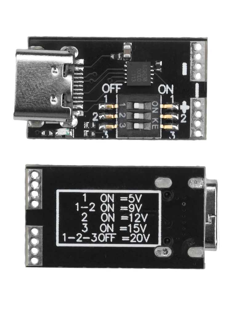 PD2.0 3.0 Deception Trigger Module Dial adjustment Supports A Fixed Voltage Output Type-c Interface of 5V 9V 12V 15V 20V