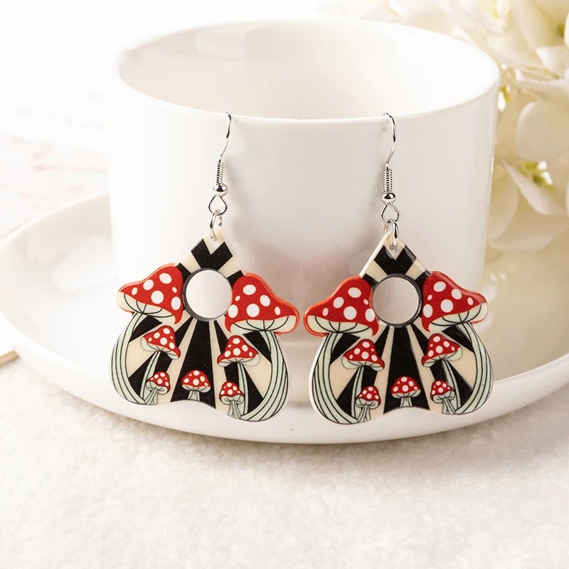 1 Pair Magic Snake Drop Earrings Creative Mushroom OUIJA  Acrylic For Woman Jewelry Holiday Gifts