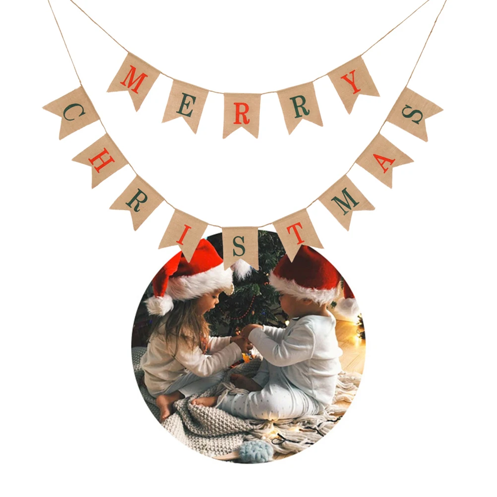 

Christmas Decoration Xmas Party Pull Flag Banner Xmas Party Hanging Flag Swallowtail Design Festive Letters Home Garland