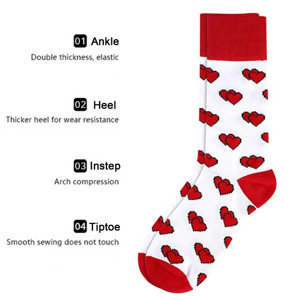 Cotton Socks Socks Valentines Day Gift Couple Socks Lip Print Color Matching High Elasticity Anti-slip Soft Warm Unisex Winter