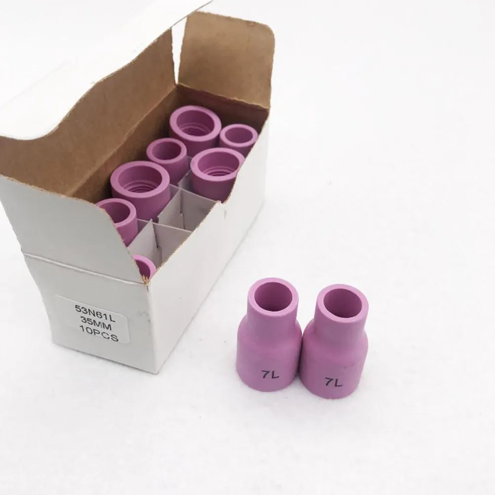 10Pcs 53N61L Ceramic Welding Torch Nozzles Low Burn Rate Long Life Argon Arc Tig Welding Nozzle Protective Mouth Cover