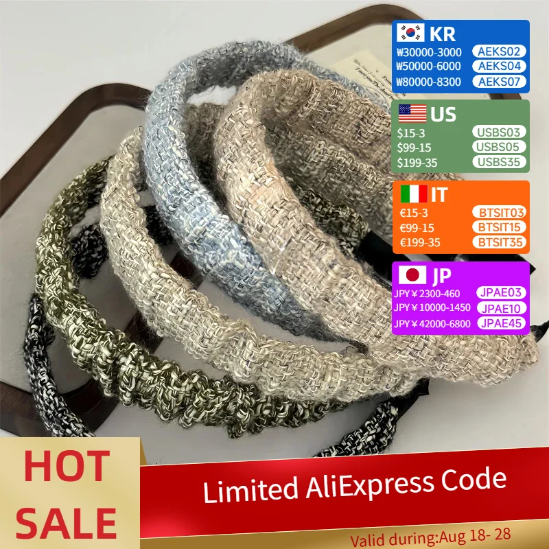 

New Arrival Handmade Knitted Winter Headband Sweet Style Hairbands Fashionable Hair Accessory Versatile Ribbed hairbands