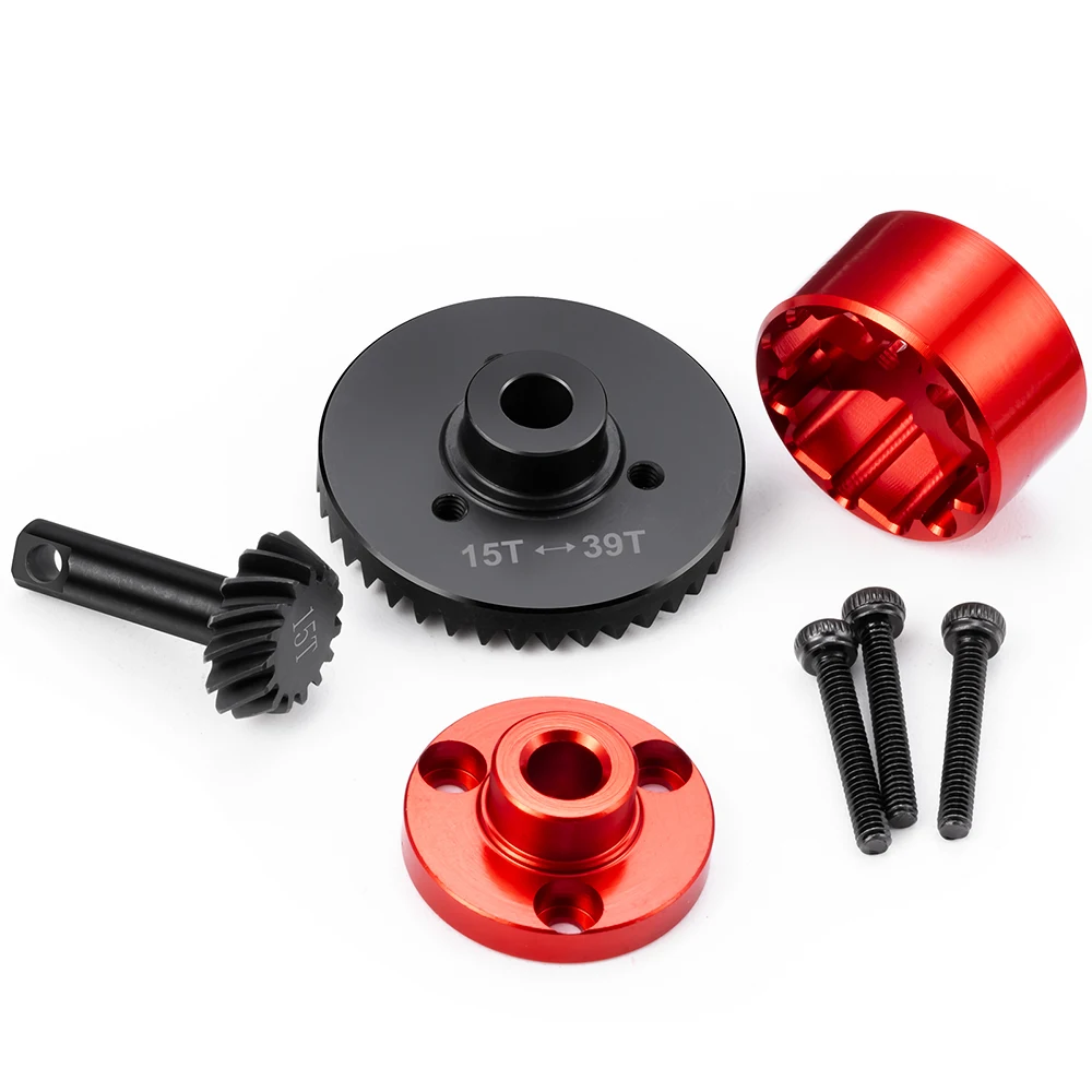 MIBIDAO Aluminum Alloy 39+15T Helical Gear Axle Differential Gears Ring Pinion for 1/16 RC Crawler Car Mini E-REVO Upgrade Parts