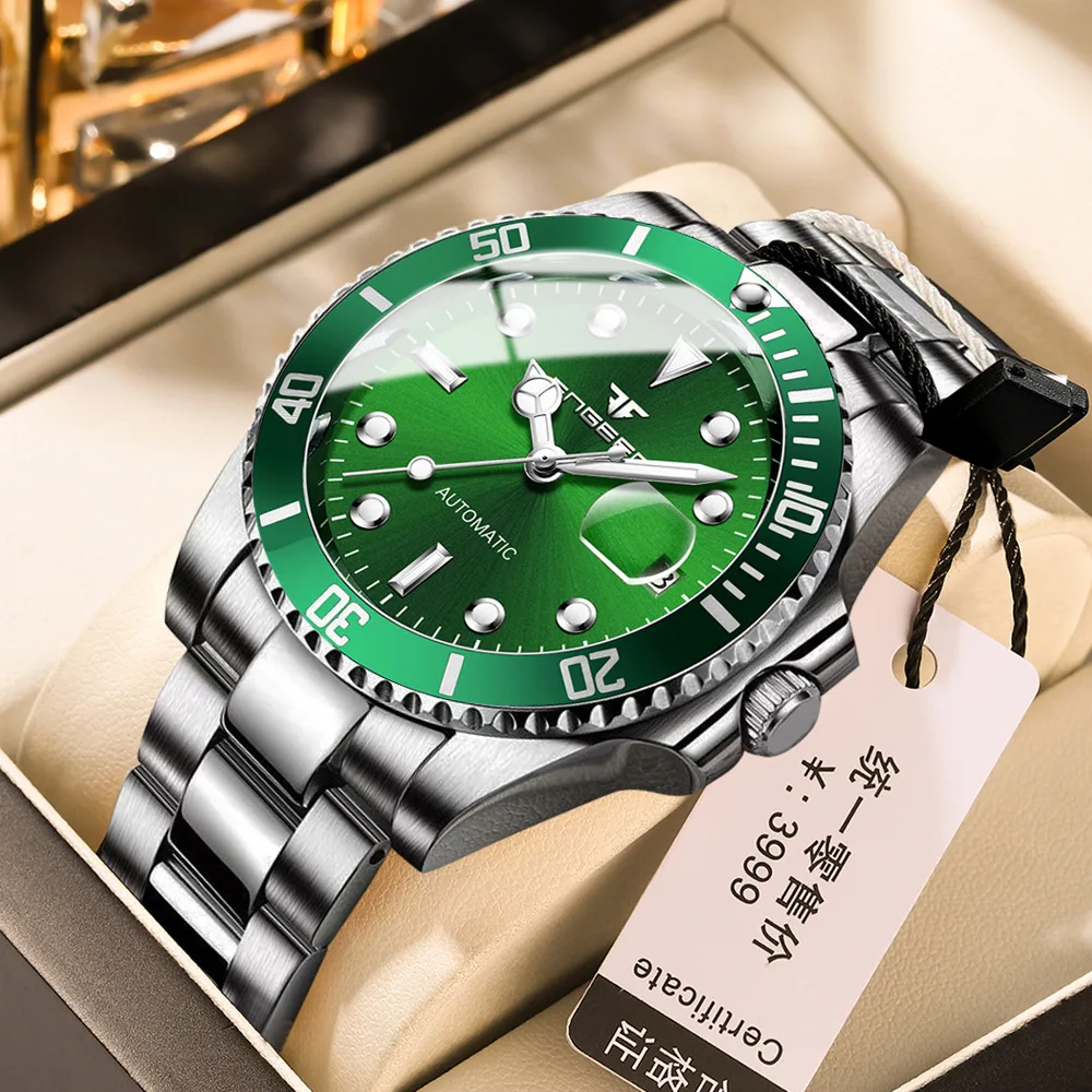 

Fenzun Night Glow Water Ghost Men's Fully Automatic Mechanical Watch Green Water Ghost Precision Steel Band Watch Waterproof