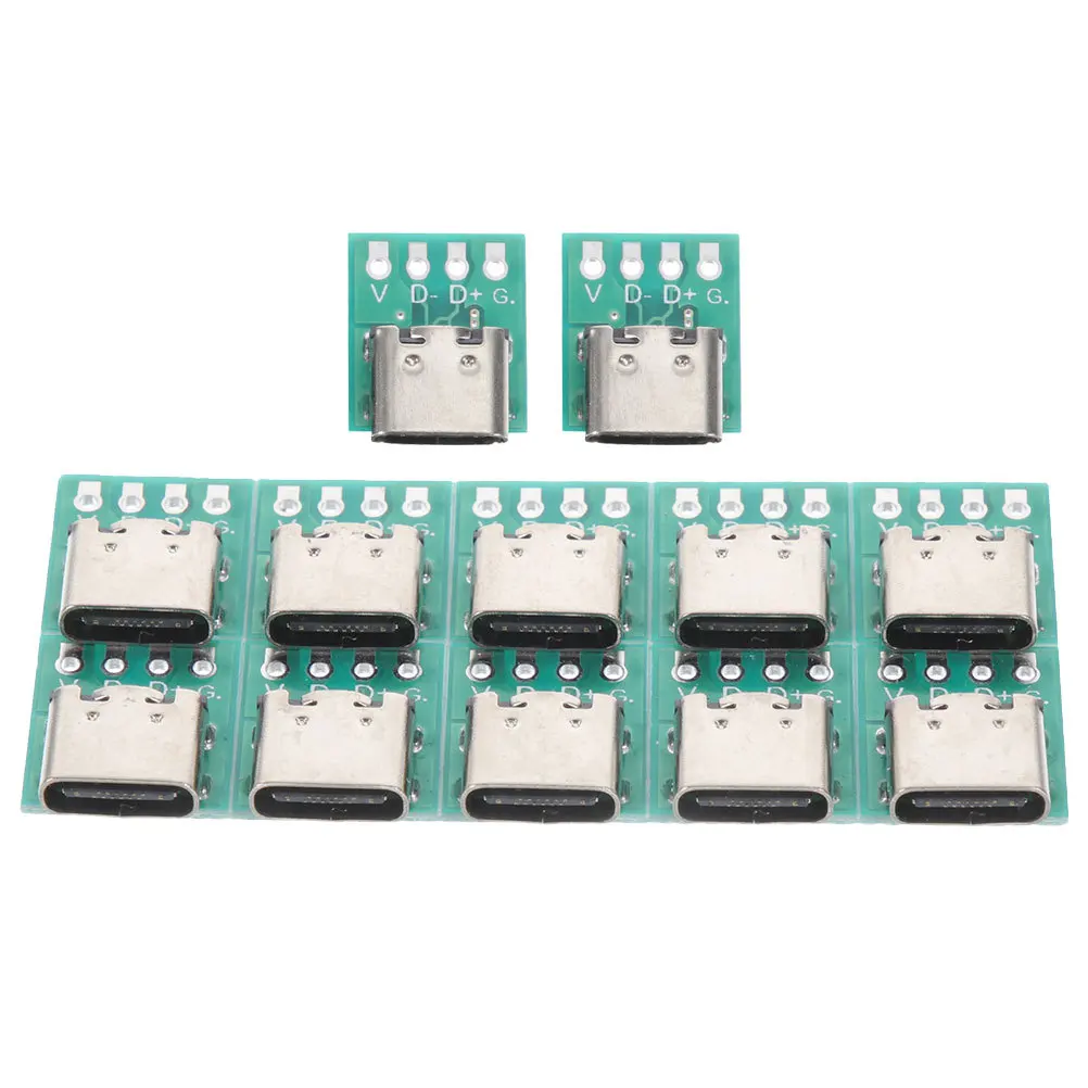

12pcs Usb C Pcb Converter Board Receptacle Adapter Female Connector For Data Line Type-C 3.1 Diy Module Extension Hub