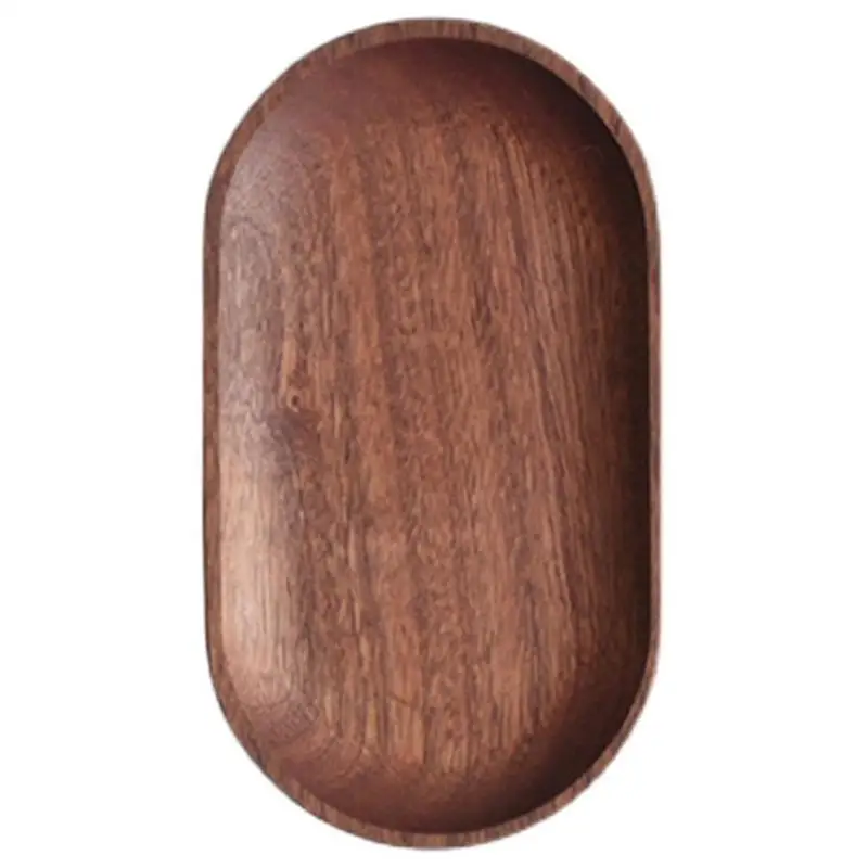 G6KF Wooden Dinner Breads Plates Fruit Display Dishes Tea Tray for Kitchen