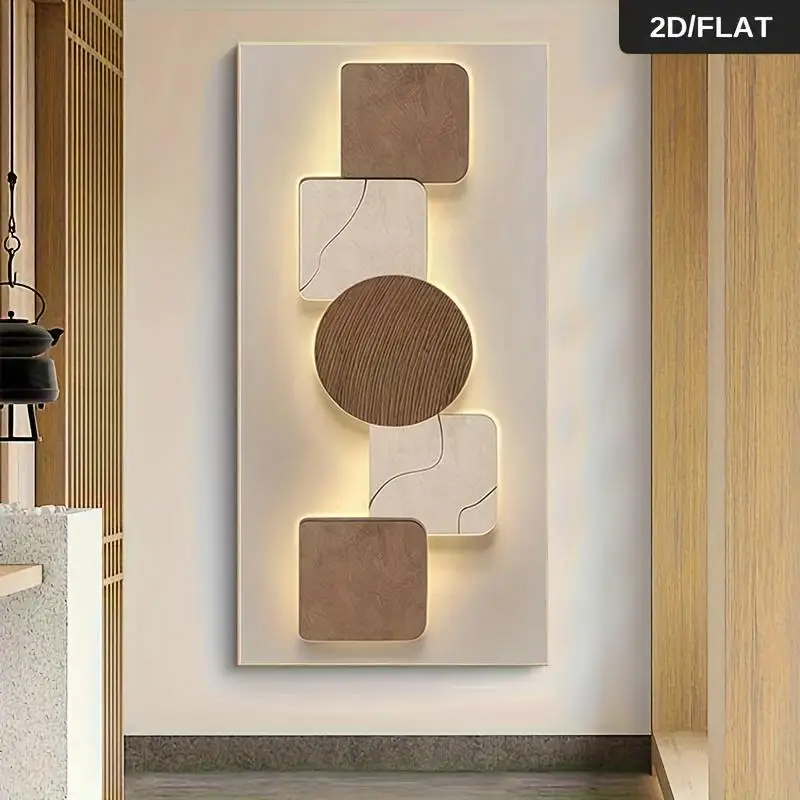 1PC 2D Flat Modern Minimalist Frameless Geometric Patchwork Decorative Painting, Nordic Style Living Room Sofa Background Wall P