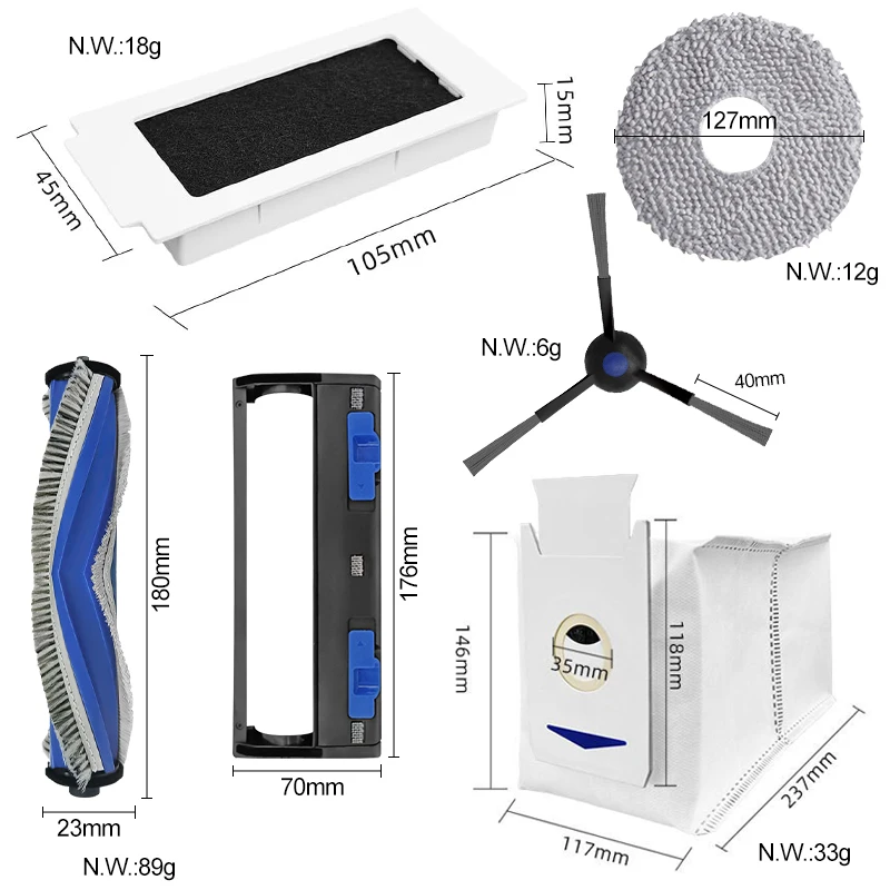 For ECOVACS DEEBOT T30S / T30 PRO / T30 Omni /  T30S Combo Robot Vacuum Accessories Main Side Brush Mop Filter Dust Bags parts