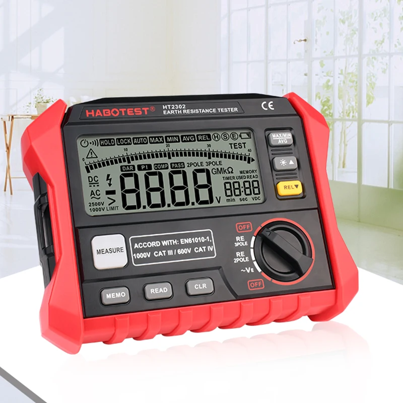 HT2302 Habotest Digital Earth Resistance Tester with Data logging 100 Groups