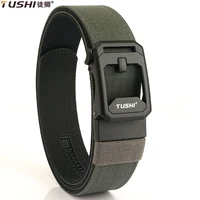 TUSHI-Cinturón táctico duro para hombre, hebilla automática de Metal de nailon resistente, cinturón militar de servicio policial, faja para exteriores, accesorios IPSC