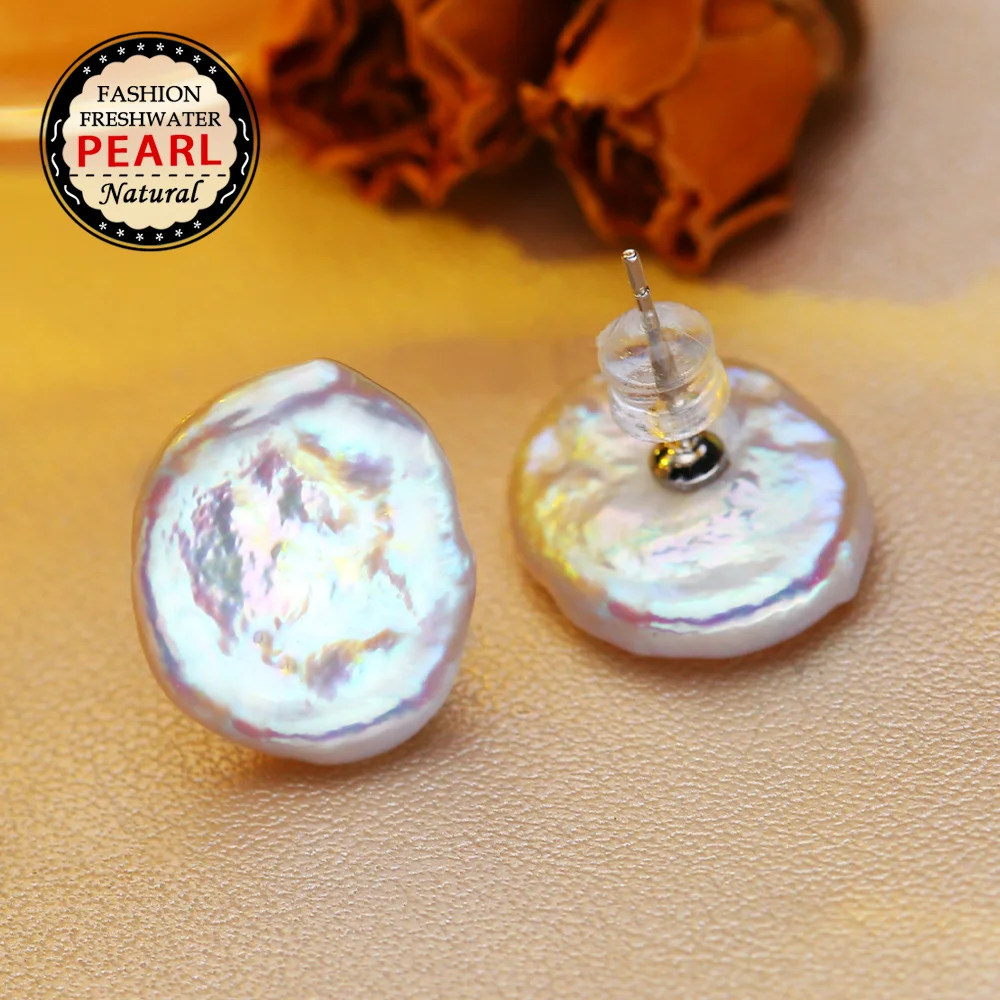 Big Natural Freshwater Pearl  S925 Sterling Silver Earring Pearl For Women Stud Earring Jewelry Wholesale