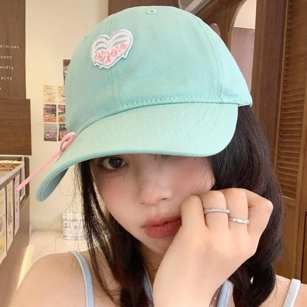 Embroidery Love Heart Baseball Cap Adjustable Bowknot Duck Tongue Caps All-match Cotton Hip Hop Bonnet Summer Spring Autumn