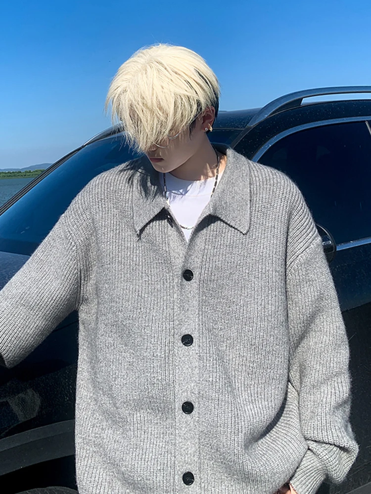 

Открытый кардиган с воротником Cleanfit, мужской осенний свитер высокого класса, крутой американский вязаный джет, пальто