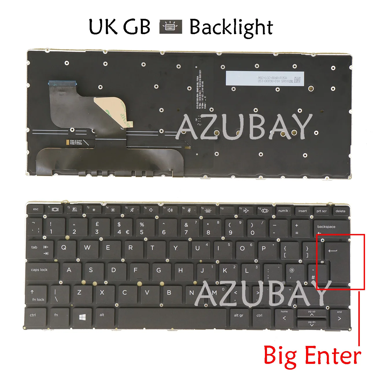 Backlit Keyboard for HP Elite dragonfly G2, Elite Dragonfly Max, M42530-031 M45177-031 SN9182BL3 UK GB