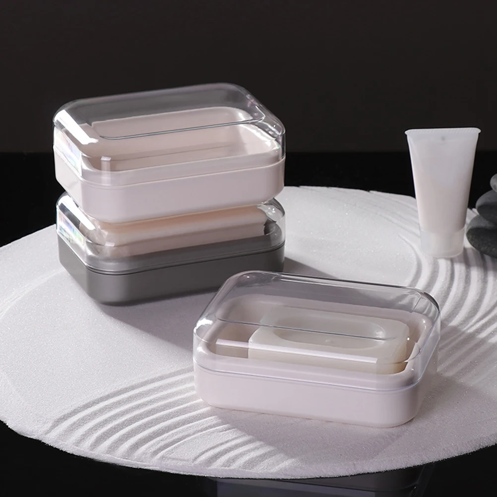 

2 Pcs Waterproof Soap Box Tray Storage Case Bathroom Holder Modern Design Container Saver with Lid