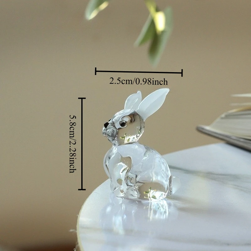Crystal Rabbit Sculpture Glass Artifact for Home Automotive and Workspace Desk Decoration Gift Colored Glaze Animal Figurines