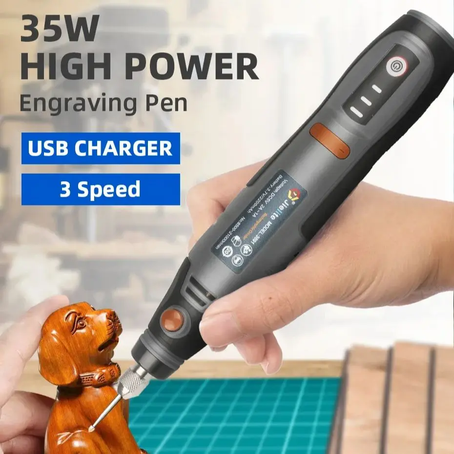 USB Cordless Rotary Tool Dremel DIY Mini Drill Engraving Pen Electric 3 Speed Mini Wireless Drill Set 8500r-21000r/min