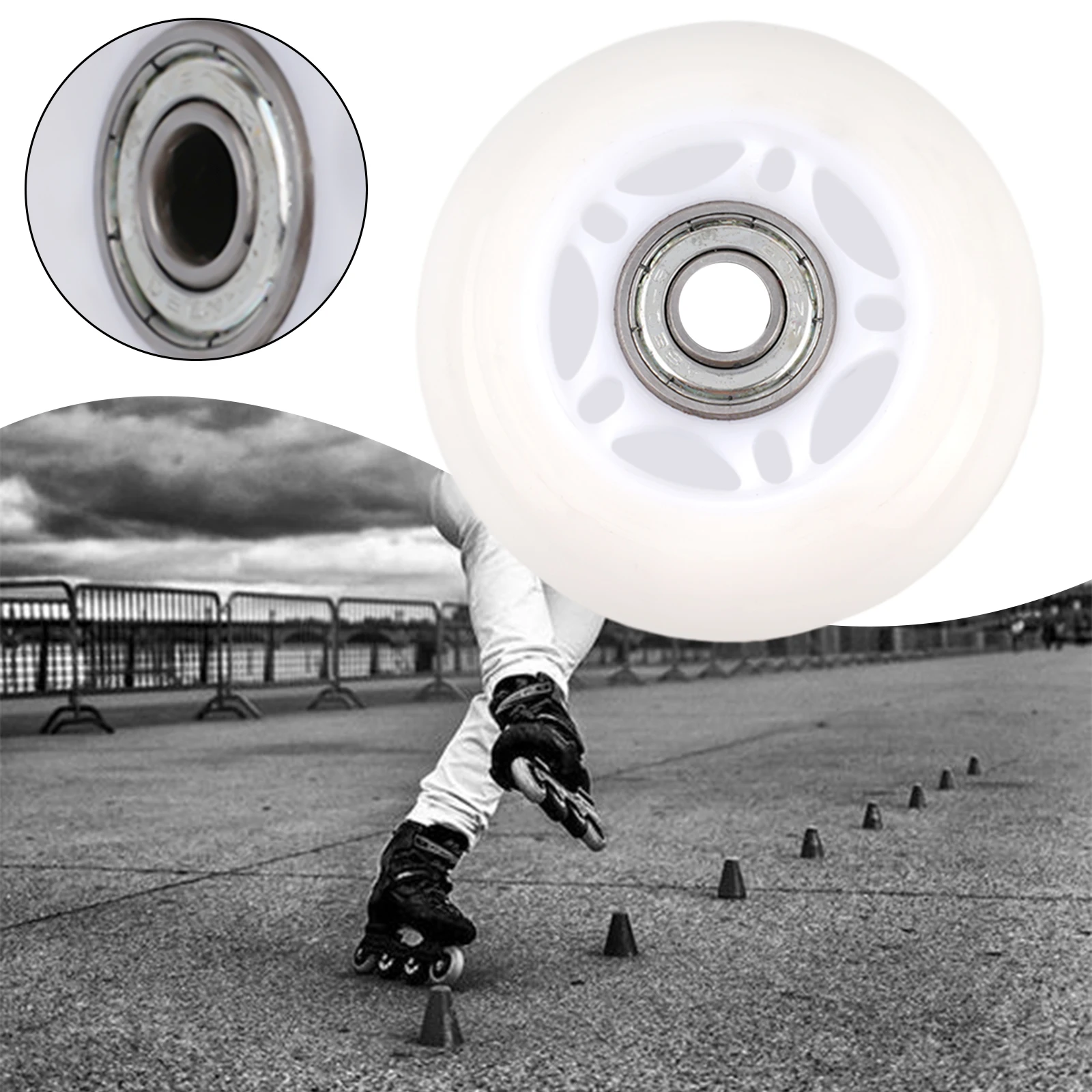 Experience Smooth Skating with Inline Skate Wheels Glowing White Color 64mm 70mm 72mm Sizes Polyurethane Material