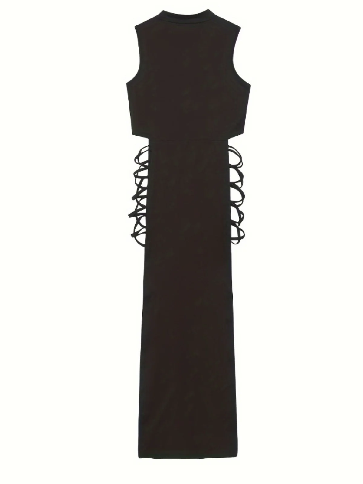 ชุดเดรสยาวทรงเข้ารูปผ้าโพลีเอสเตอร์พิมพ์ลายตัวอักษรเซ็กซี่แบบใหม่สำหรับฤดูร้อน ผ่าสูง ผูกเอว เหมาะสำหรับใส่ไปเที่ยวคลับ